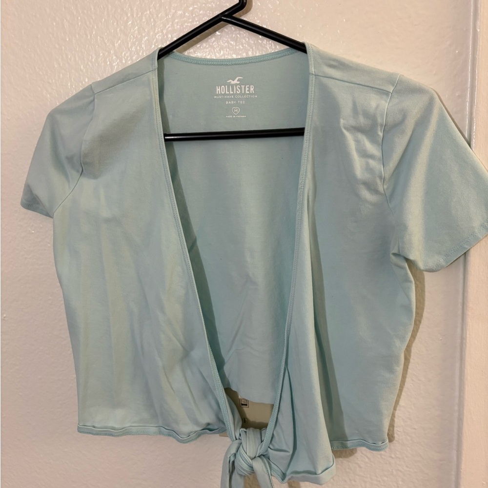 Hollister Light Blue Tie-Front Top
